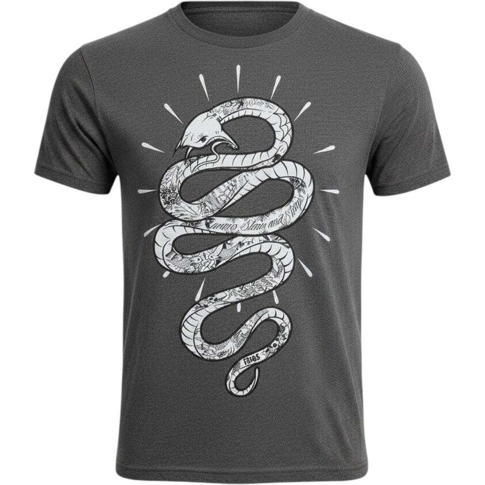 Famous Stars and Straps Mens Snake Graphic T-Shirt Grey Size Medium FSAS Tee